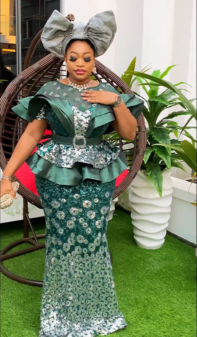 Plus Size African Women Clothing Sequin Patchwork Contrast Color Dress 6