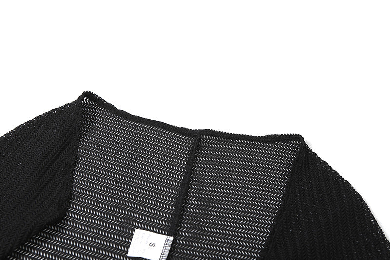 Summer Women's Fashion Trend Long-Sleeved Crop Top Lace Bra Sexy Slim Pants Set 14