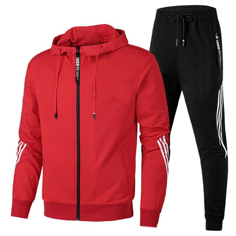 Trendy Zipper Hoodies Sweatpants Two Piece Set Men's Sports Tracksuit 14