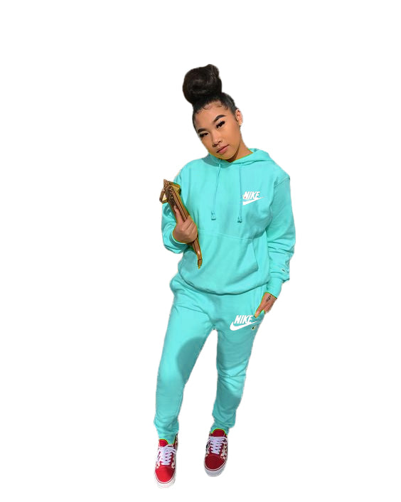 Women's Fashion Casual Embroidered Hooded Two-Piece Pants Set 34