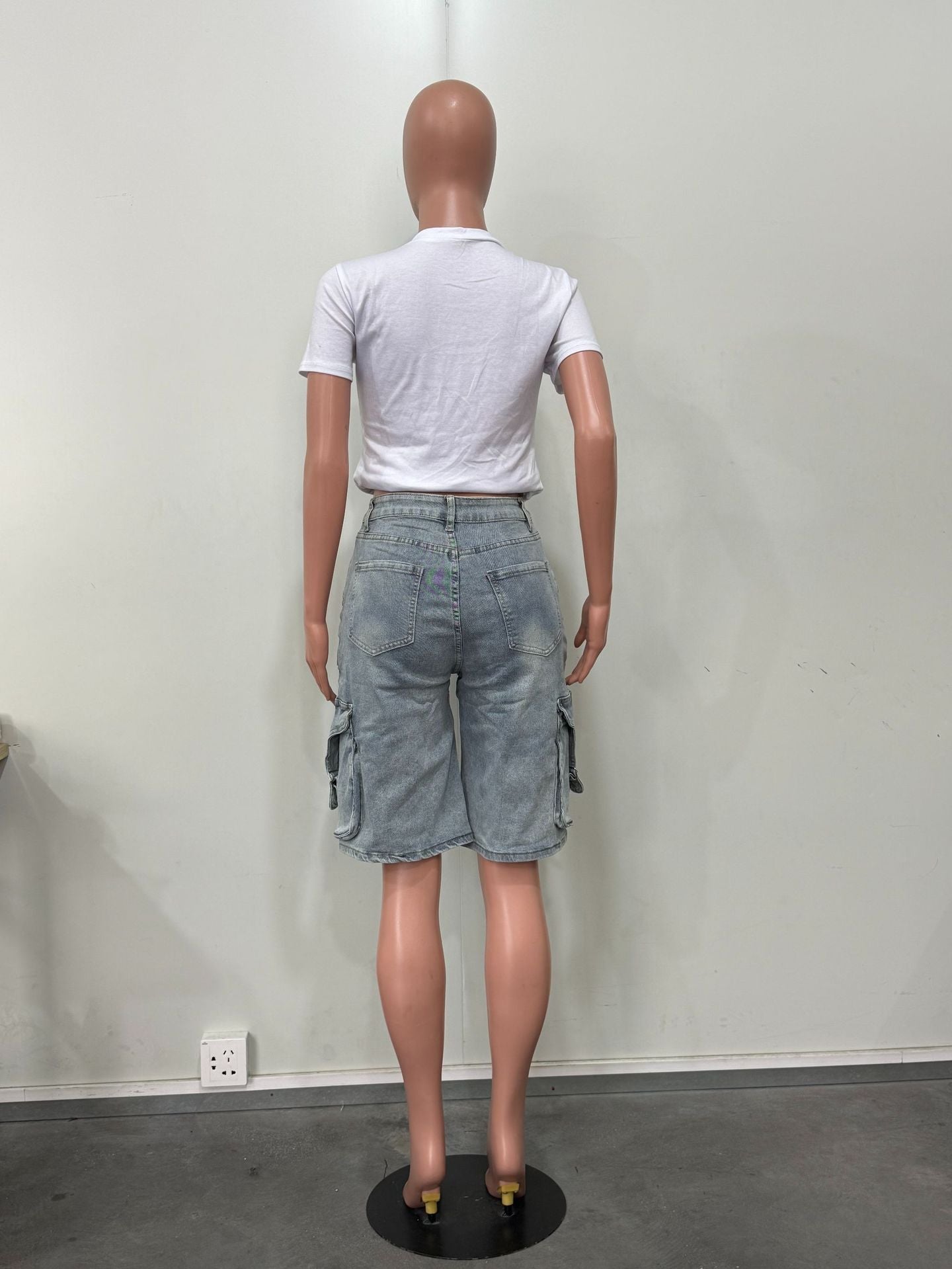Women summer trendy cargo denim shorts 11