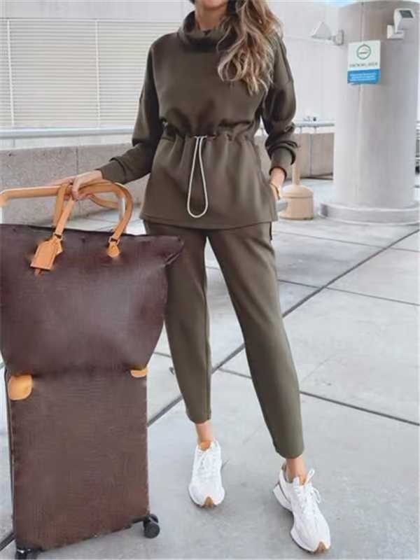 Women Autumn Long Sleeve Top and Pant Two-piece Set