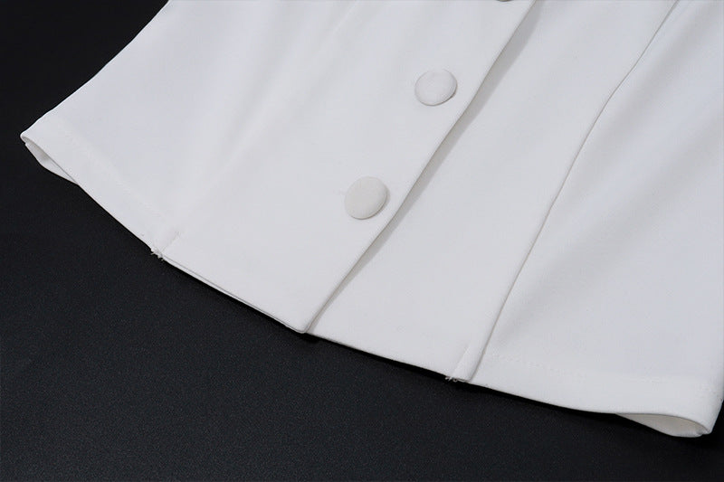 Women spring sexy v-neck vest and pleated Skirt two-piece set 11