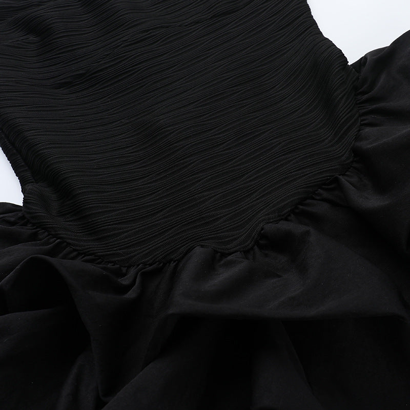 Women spring pleated multi-layer puffy strapless dress 13