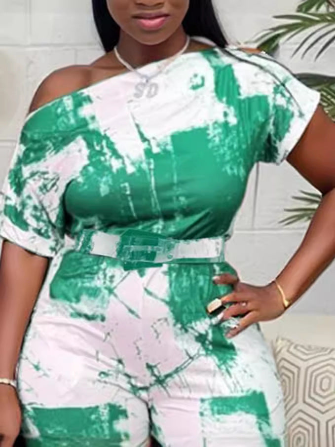 Plus Size Women Summer Print Jumpsuit 8