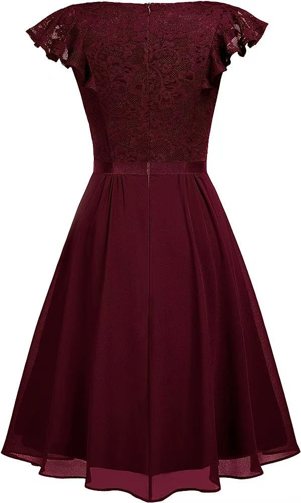 Women Lace Cutout Chiffon Dress 16