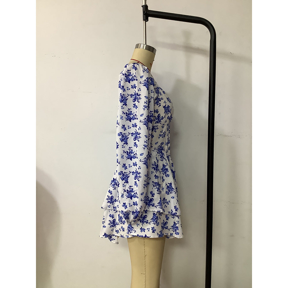 Women Holidays Printed Cascading Ruffles Dress 7