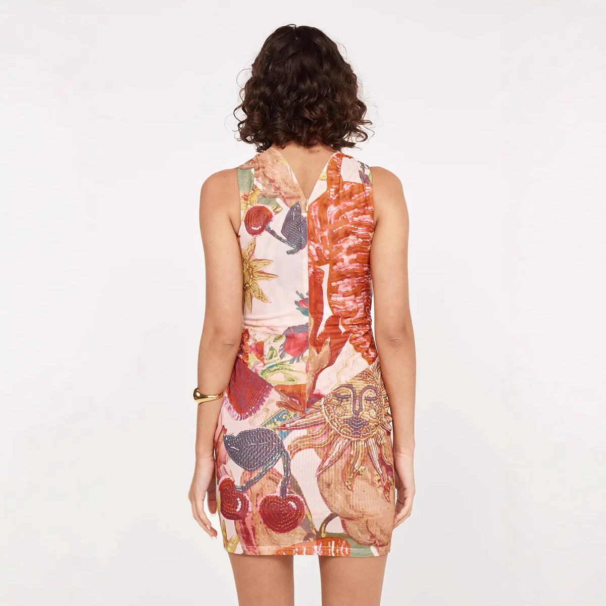 Women Spring Summer Halter Neck Stretchy Casual Holidays Printed Dress 7