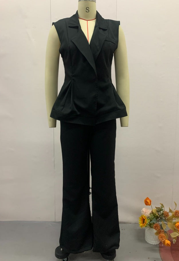 Women summer Solid vest and trousers two-piece set 11