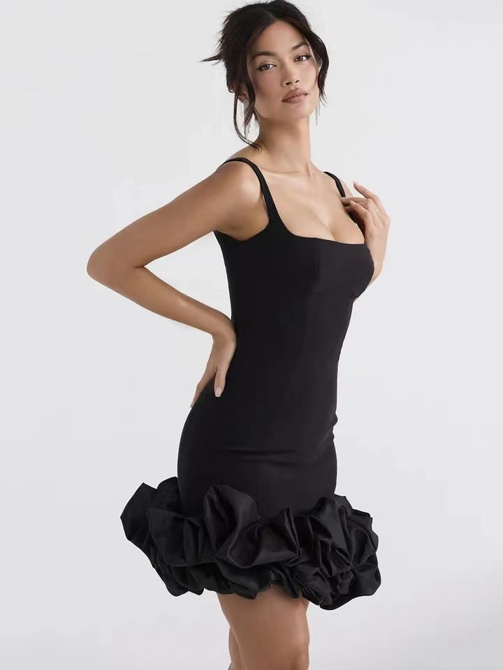 Patchwork Bandage Dress Fashion Sleeveless Square Neck Slim Fit Bodycon Dress Formal Party Dress 5