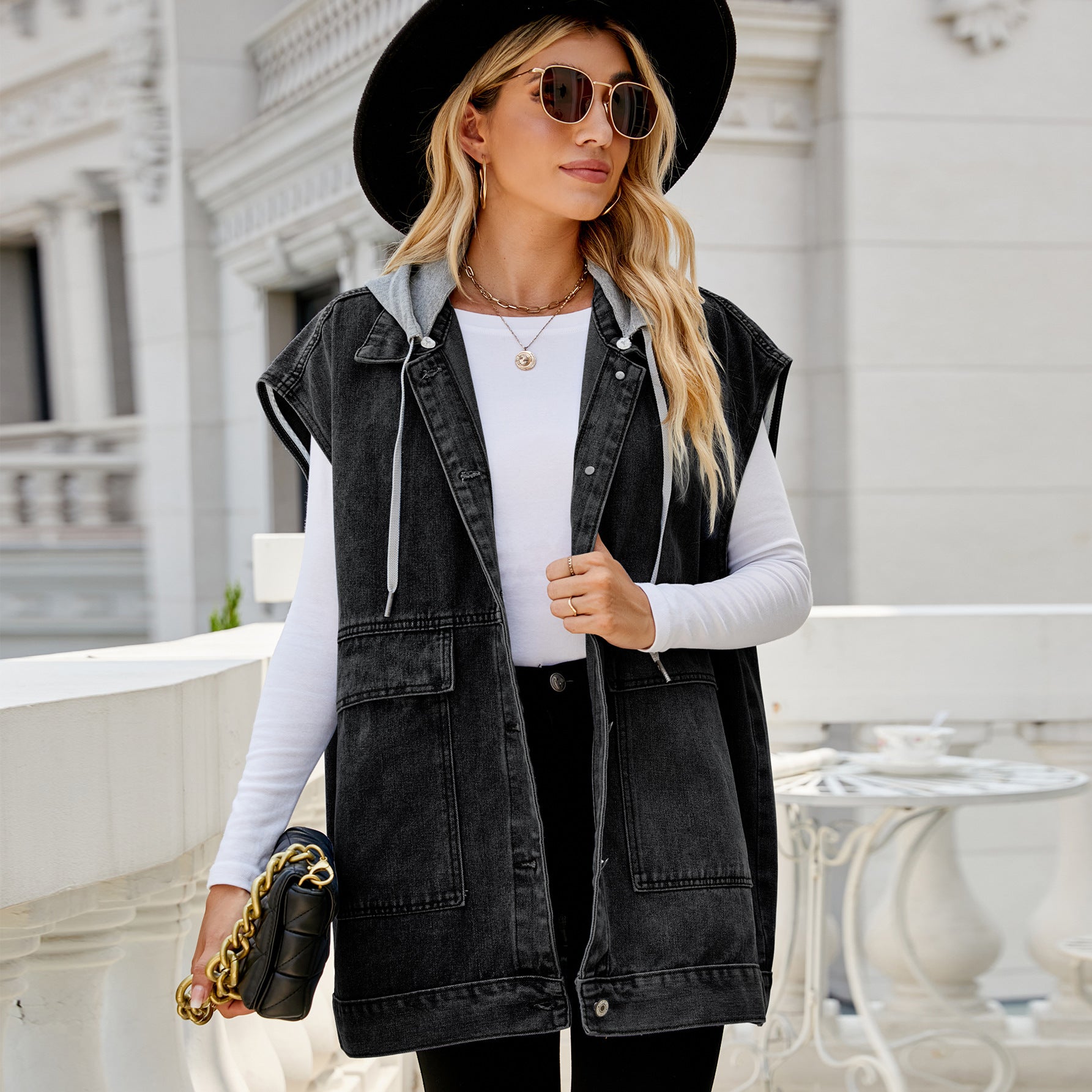 Women Fashion Loose Denim Vest 5