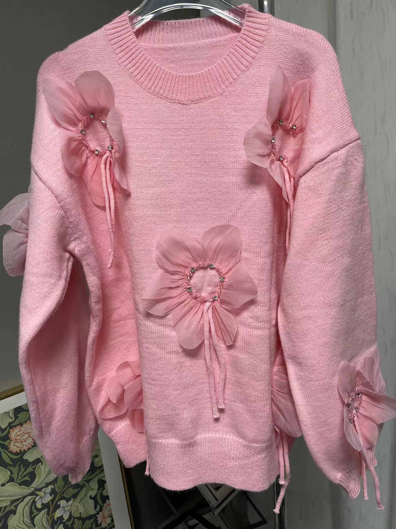 Women flower beaded sweater 10