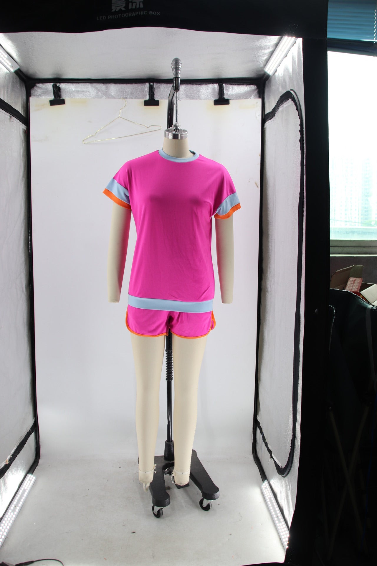 Summer Trendy Loose Round Neck Casual Two-Piece Shorts Set 14