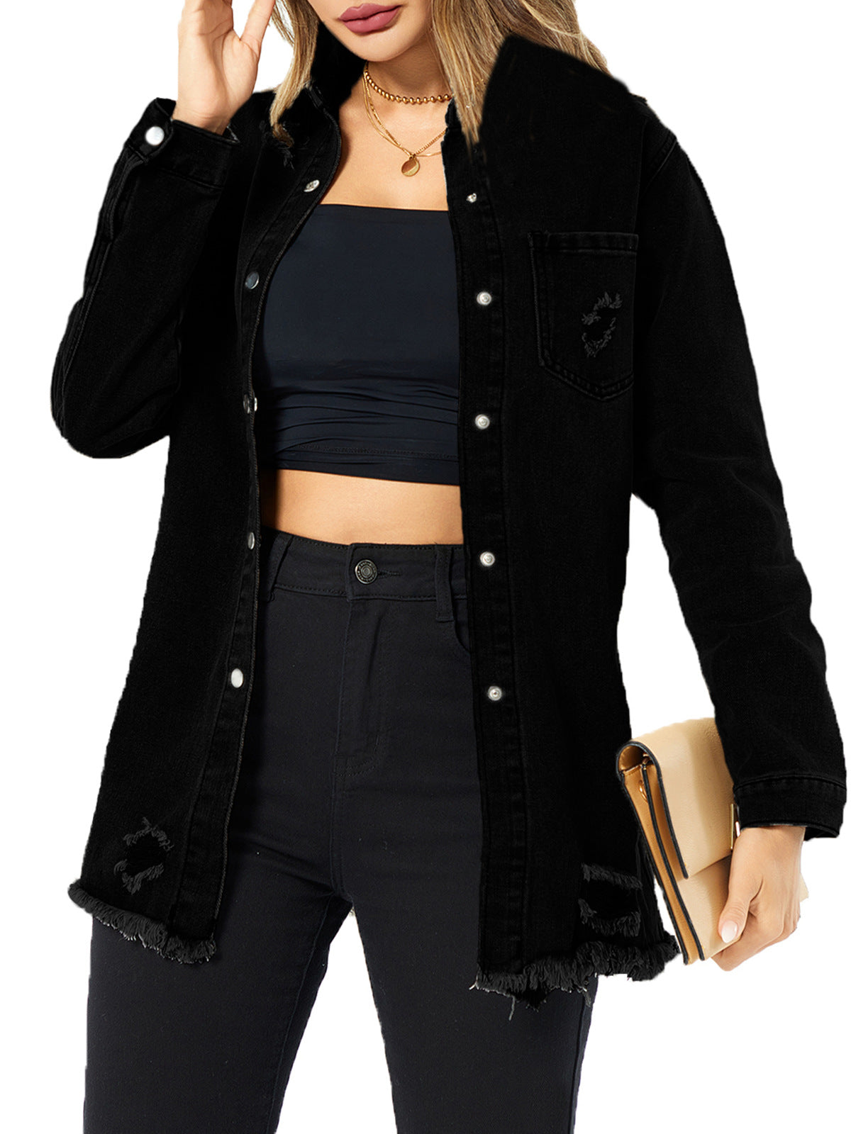 Women Casual Fall/Winter Long Sleeve Denim Jacket