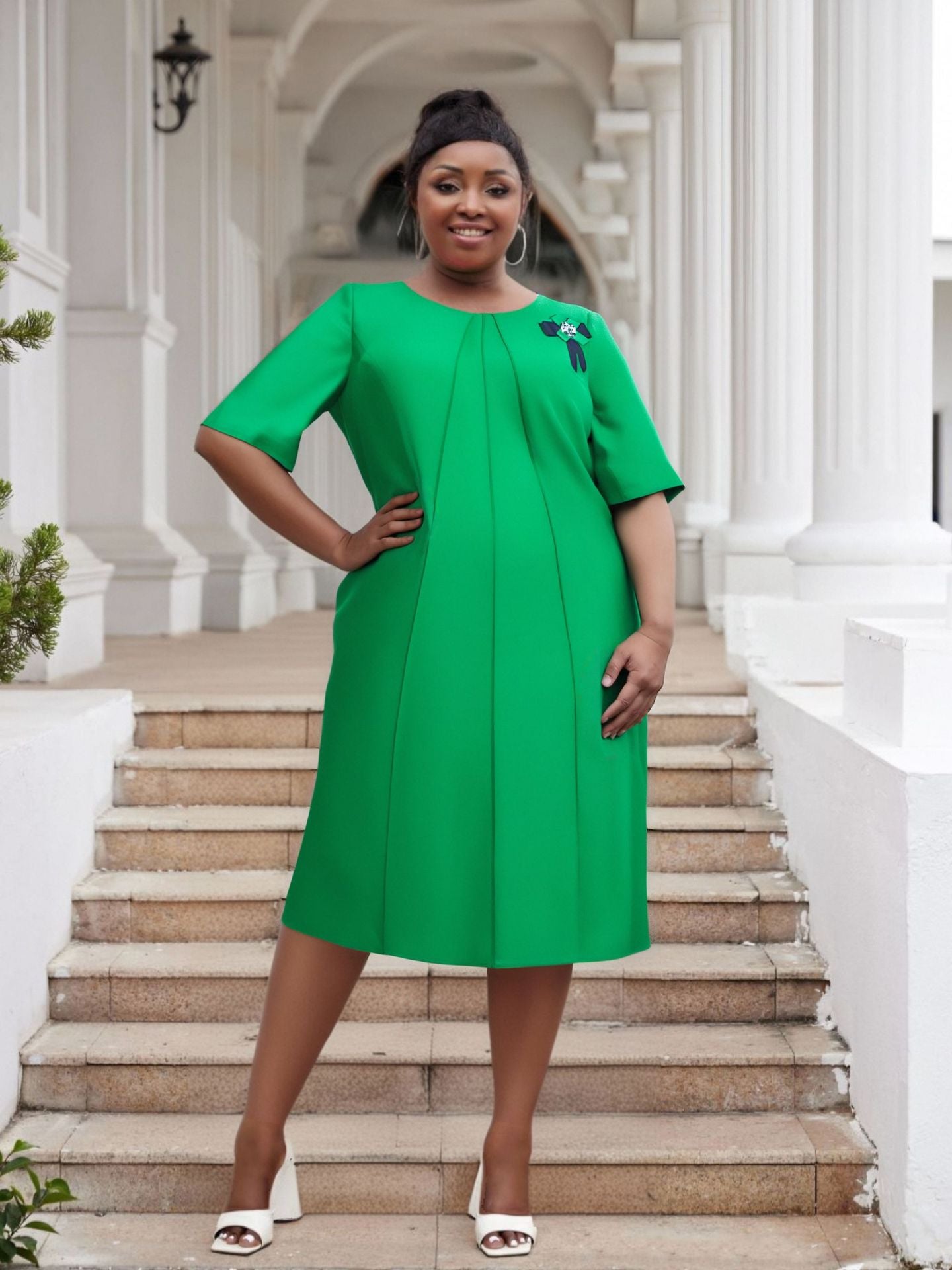 Plus Size Women Women Elegant Solid Casual Dresses 11