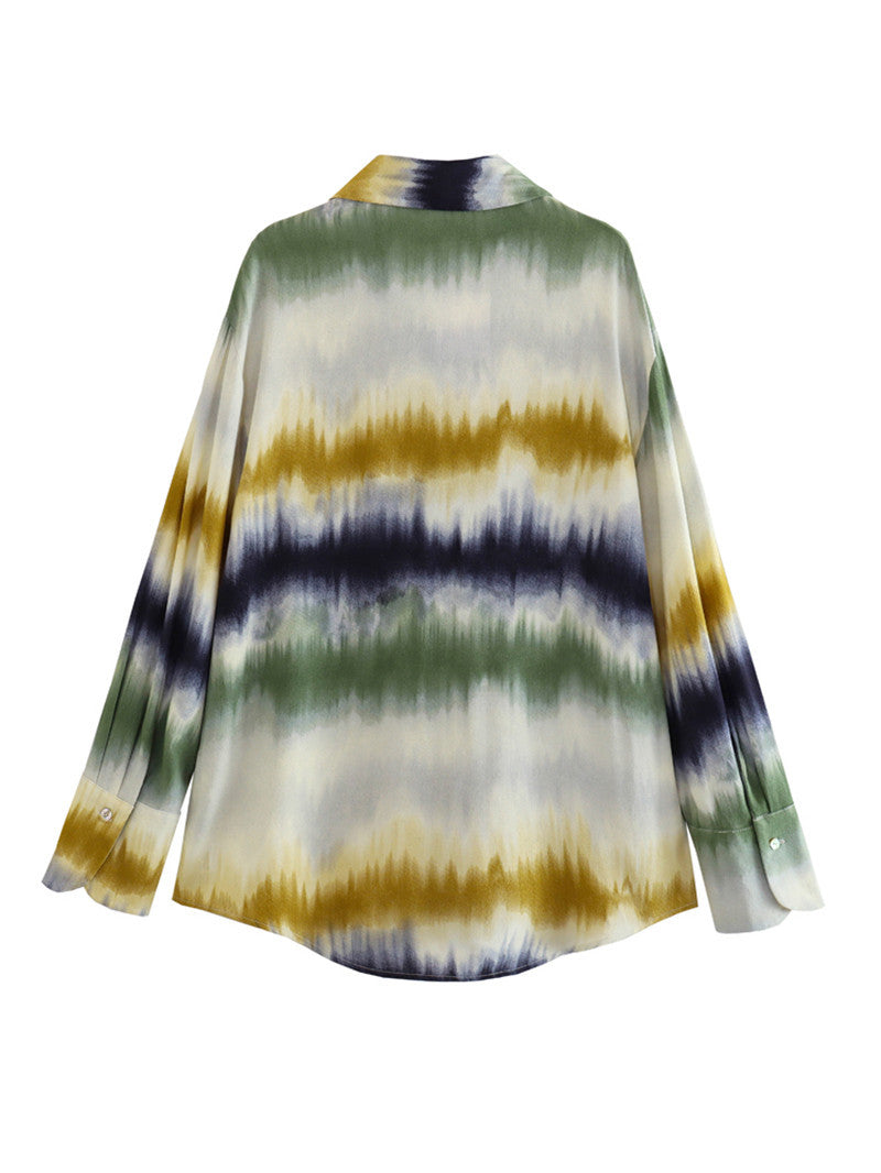 Women summer tie-dye printed shirt and trousers Two Piece Set 5