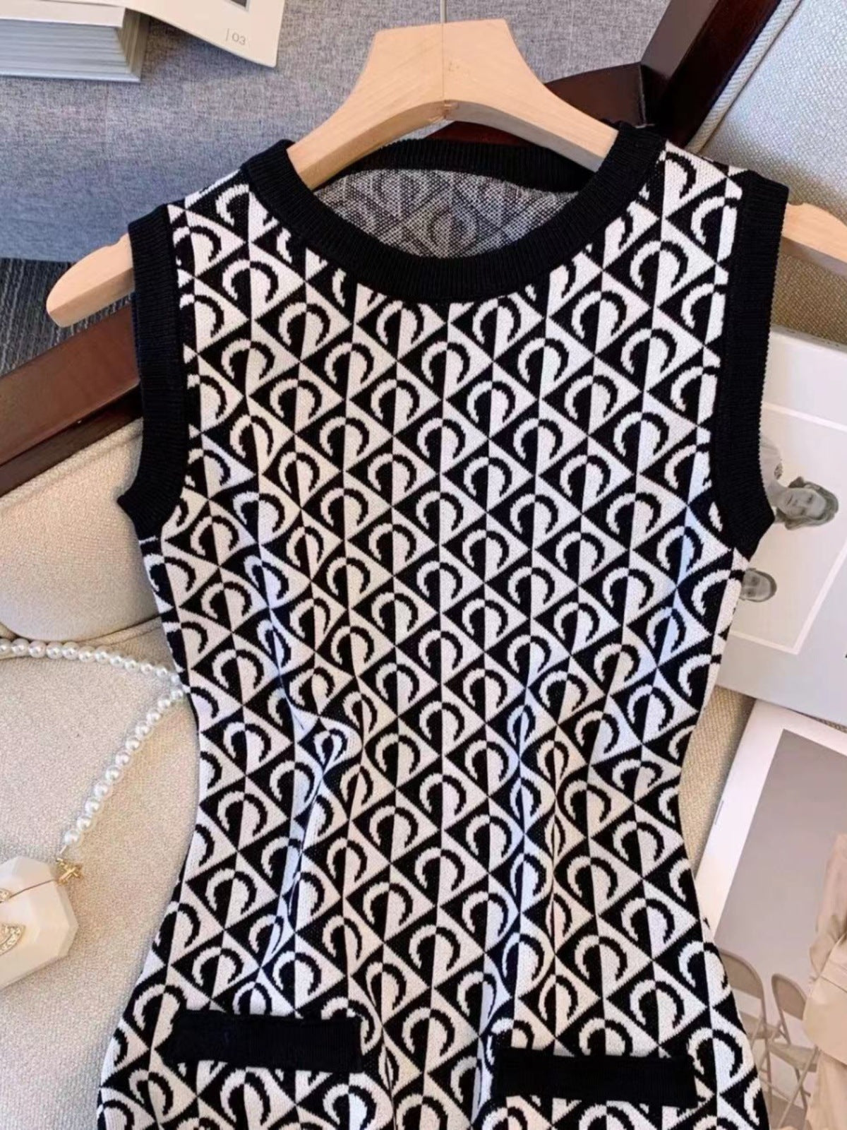 Women Sleeveless Bodycon Knitting Dress 7