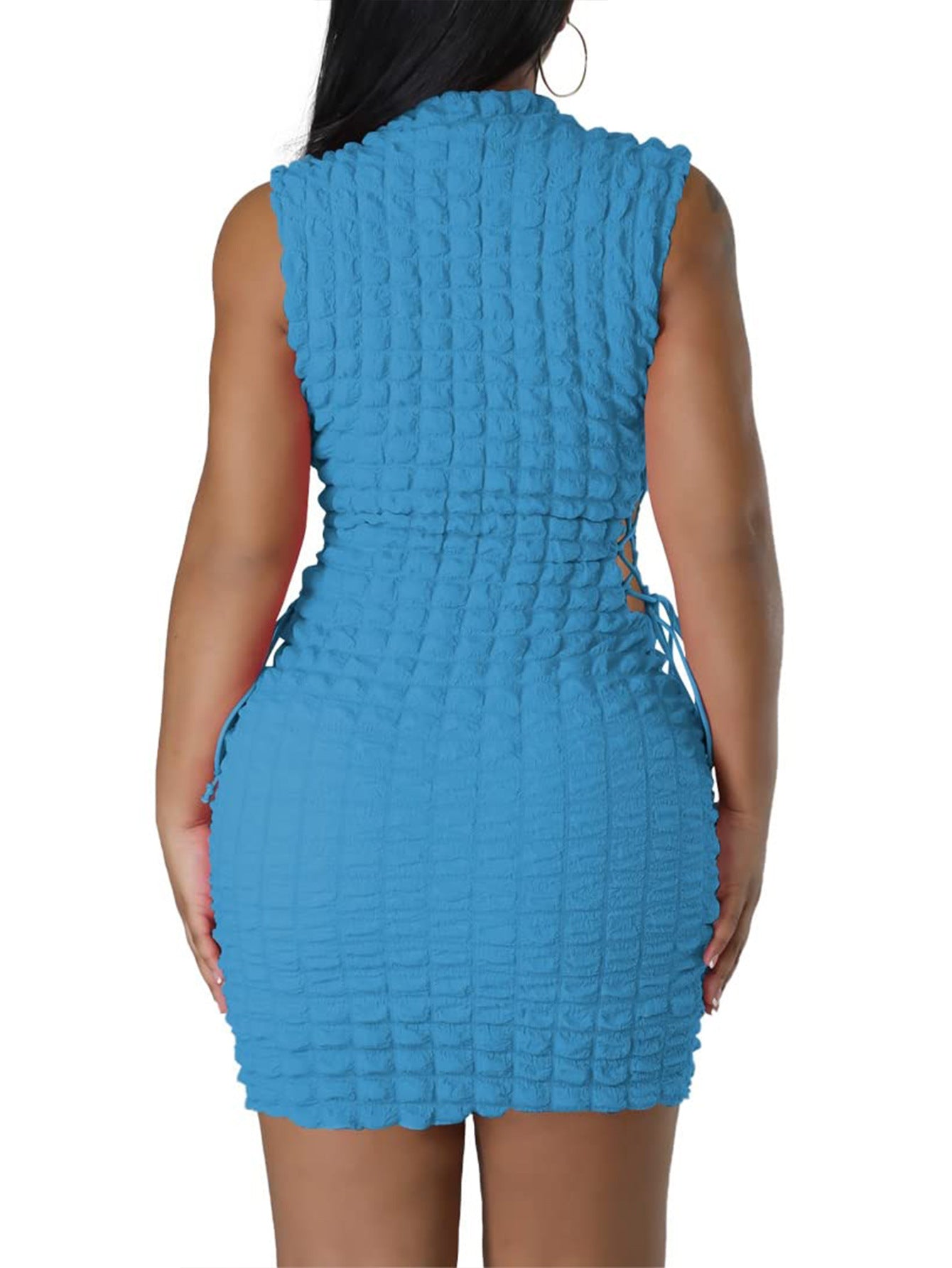 Women Solid Sexy Sleeveless Round Neck Bodycon Dress 6