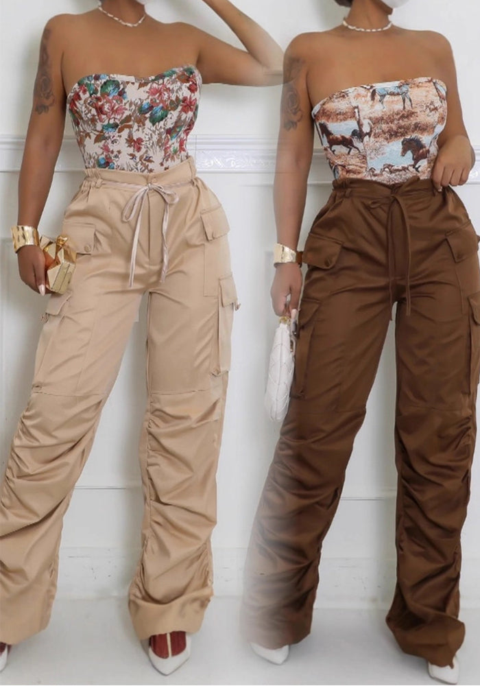 Women's Solid Color Multi-pocket Cargo Pants