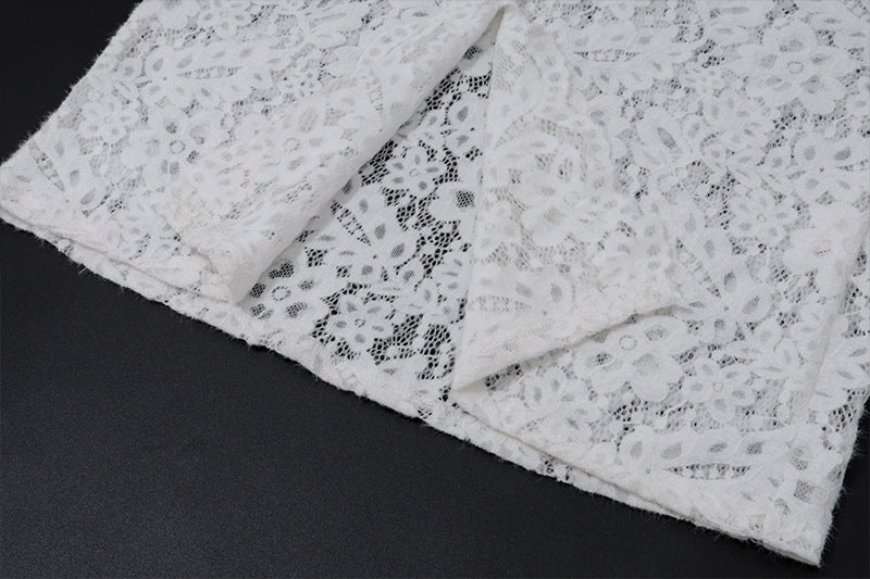 Autumn Sexy Lace Patchwork Fashion Street Slit Long Sleeve Dress 11