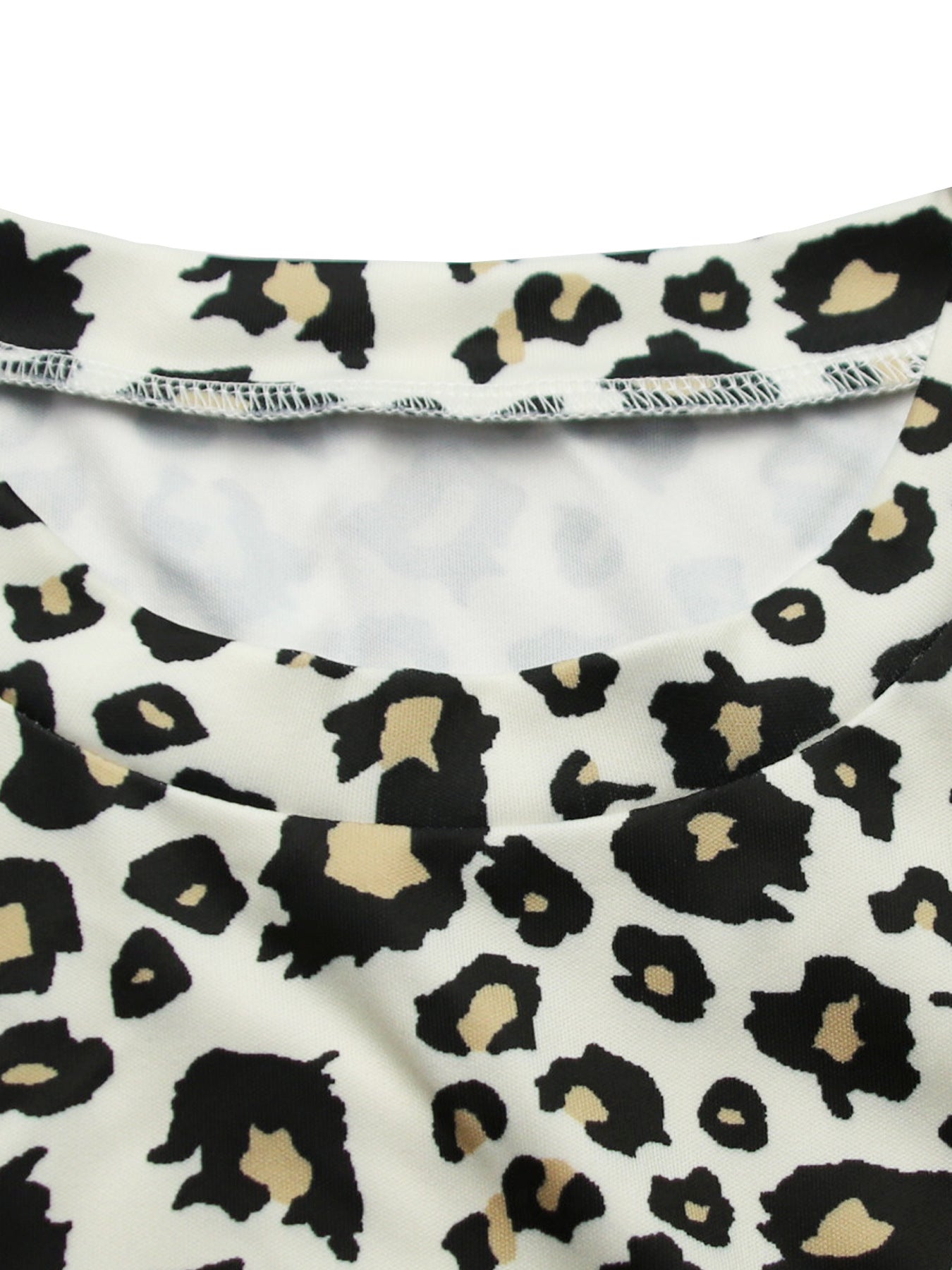 Summer Leopard Print Round Neck Short-Sleeved Loose Two Piece Shorts Set 7