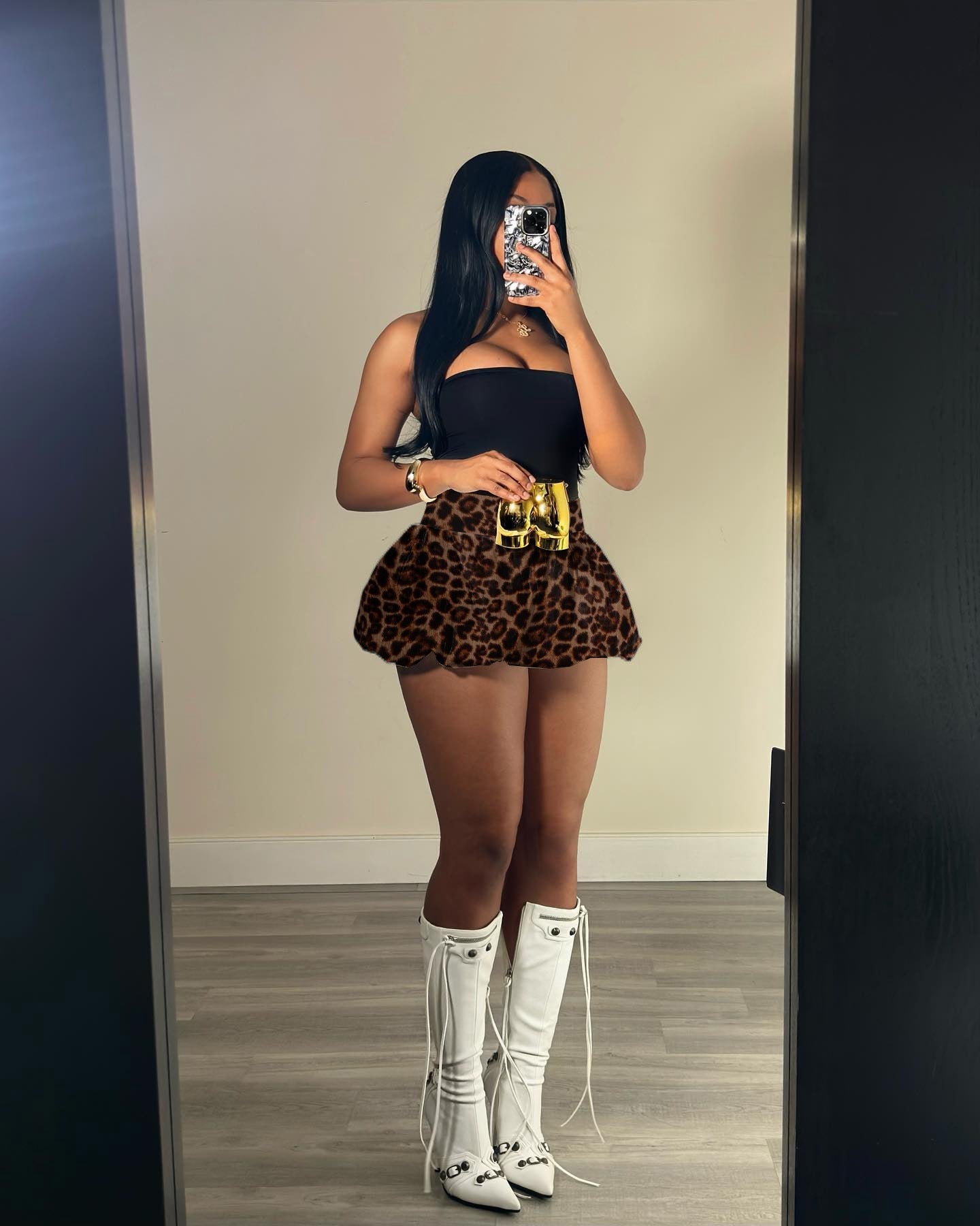 Women Solid Stretch Pleated Skirt Bubble Skirt 9