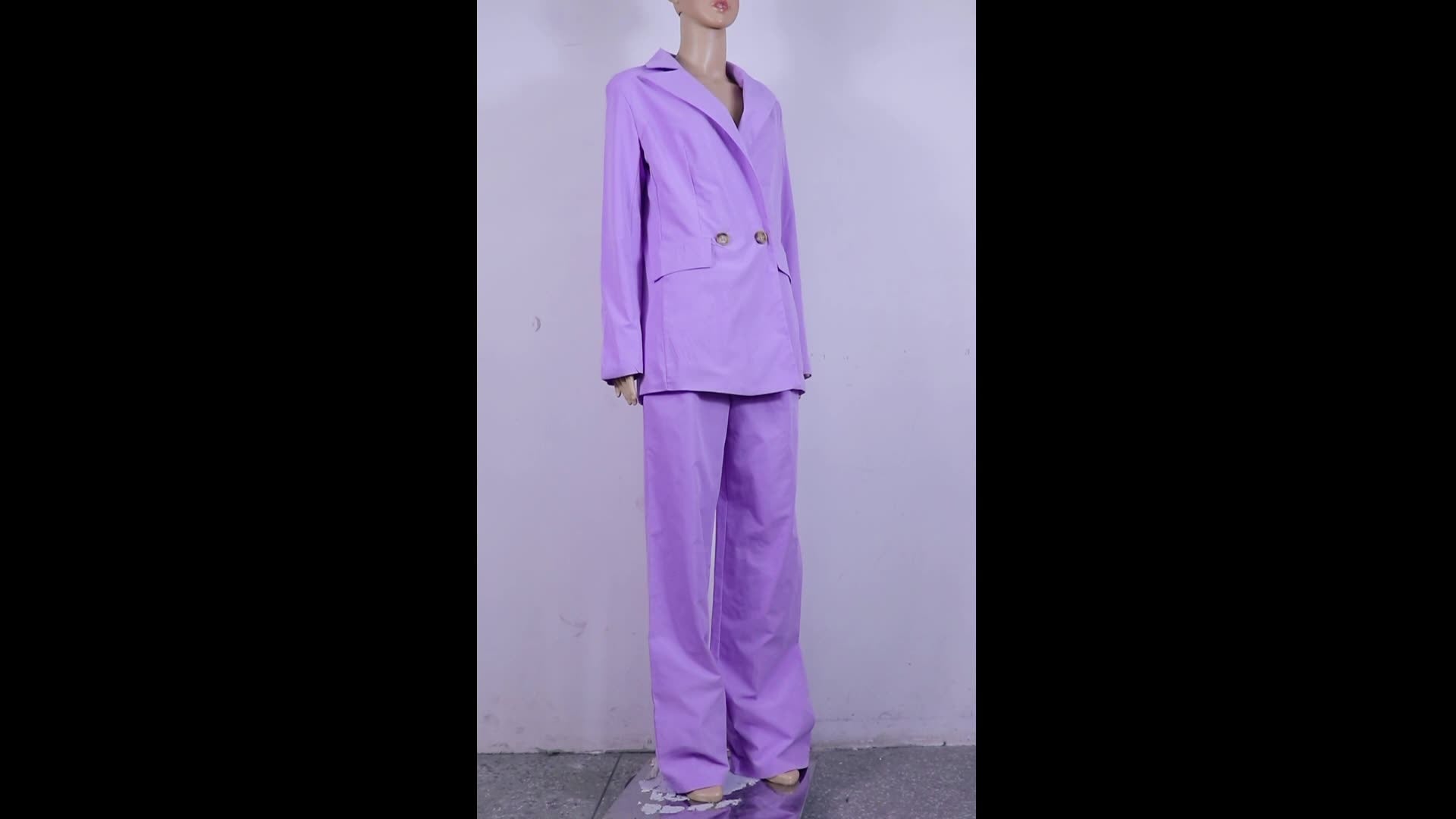 Women'S Fall Fashion Long Sleeve Blazer Straight Pants Two Piece Set 7