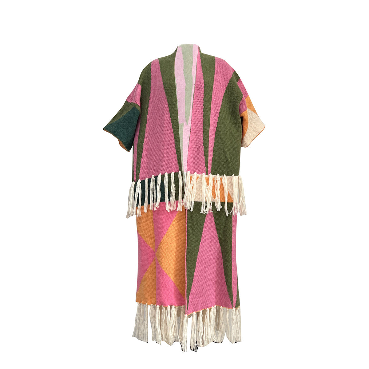 Women's Casual Color Block Tassel Knitting Jacket 6