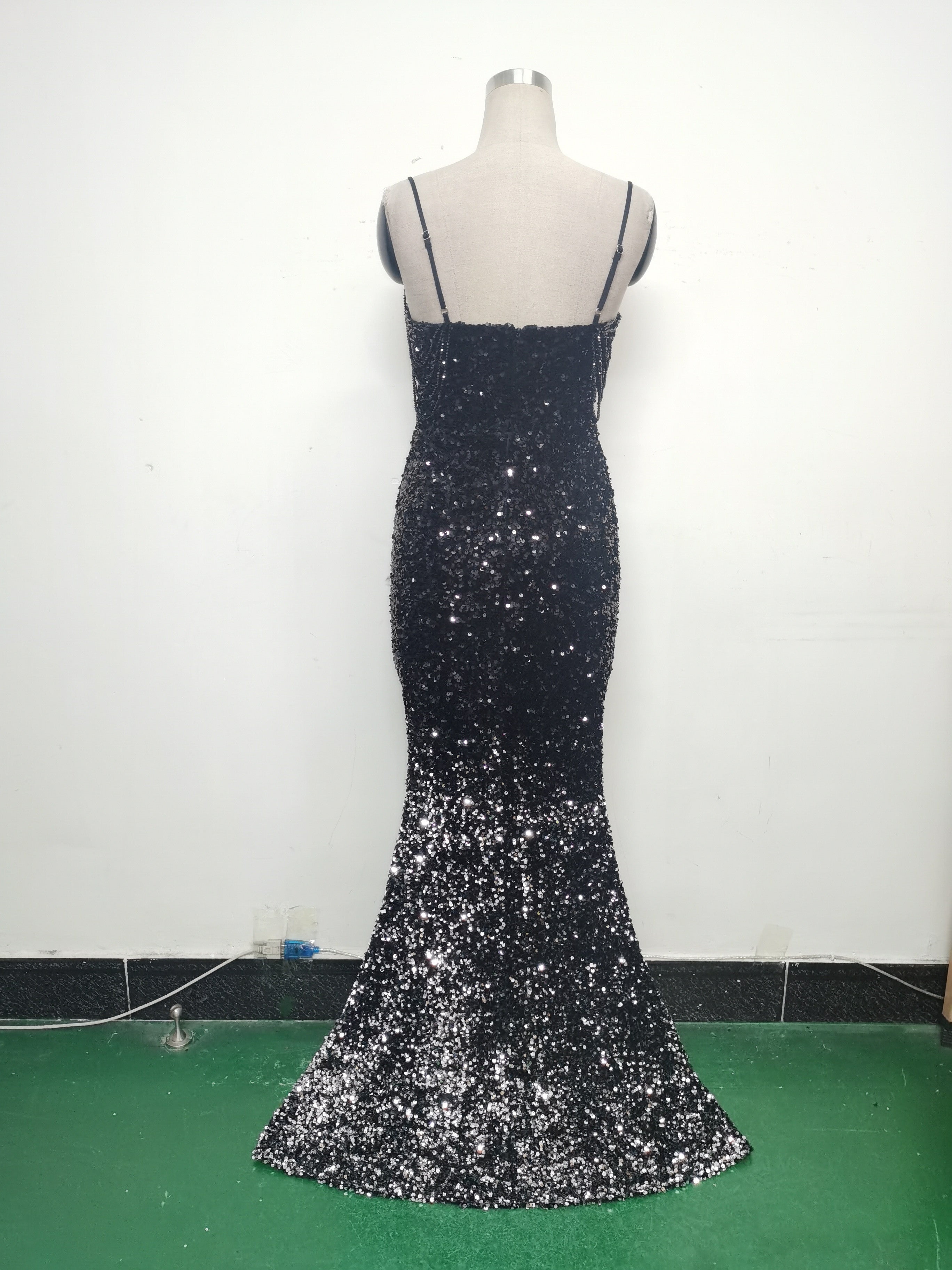 Gradient Sequins Sexy Strap Evening Dress 34