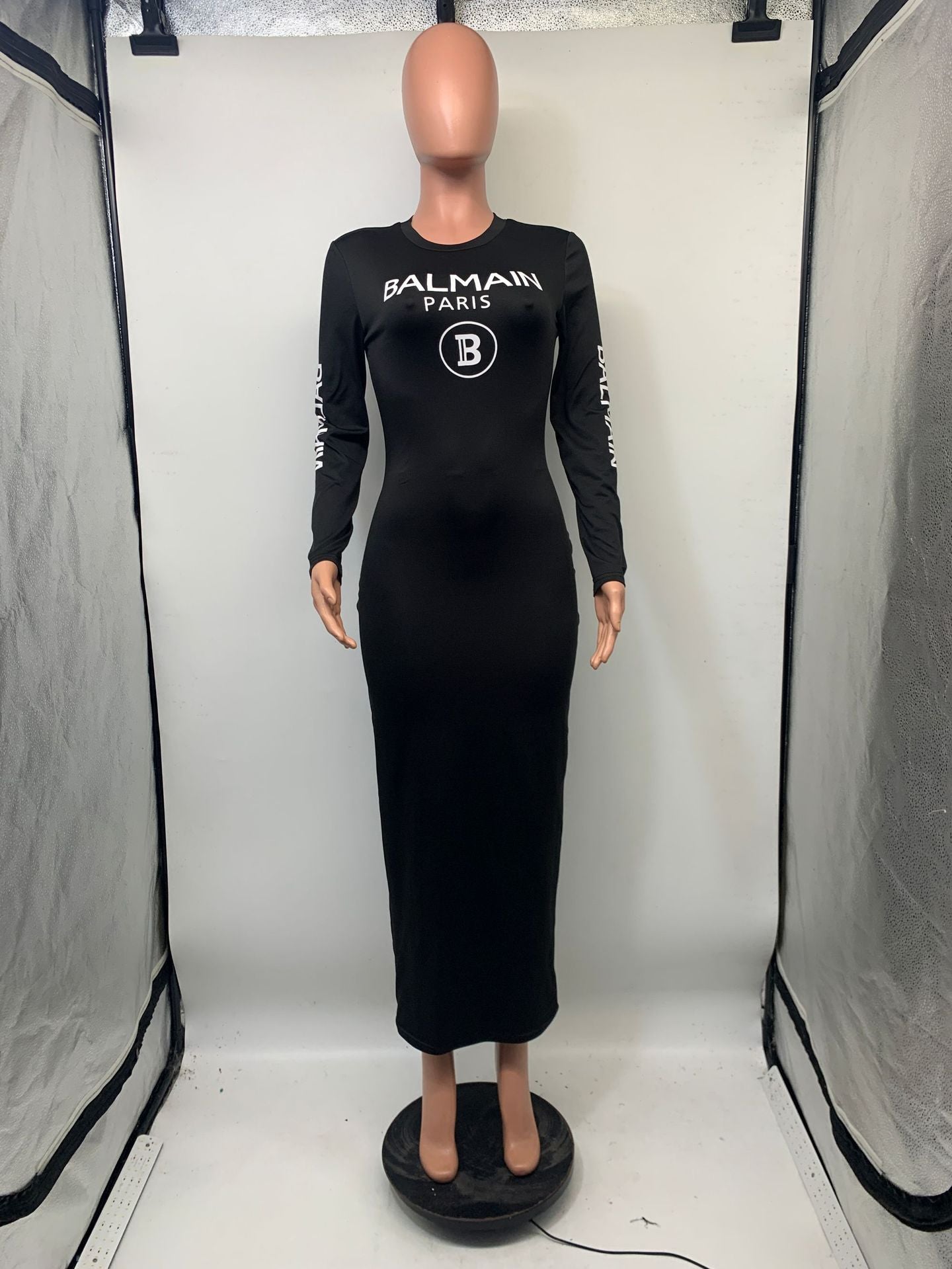 Fashion Letter Printed Long-Sleeved Slim Bodycon Dress 5