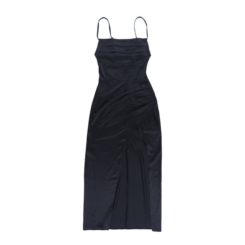 Satin Slit Strap Formal Maxi Dress 10