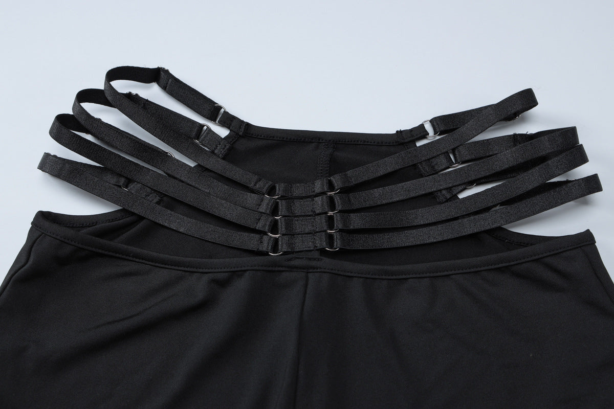 Women Sexy V-neck Long Sleeve Top and Lace-Up Wide Leg Pants Two-piece Set 9