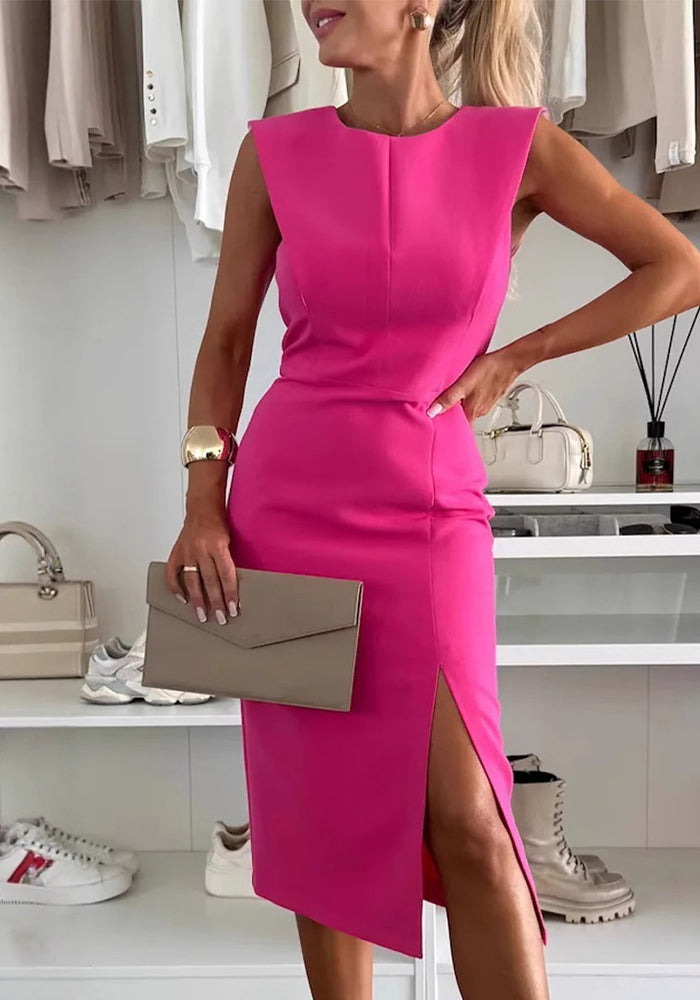 Summer Elegant Sleeveless Round Neck Women's Midi Dress