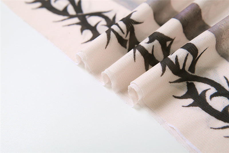 Autumn Women mesh embroidery See-Through Top and trousers two-piece set 15