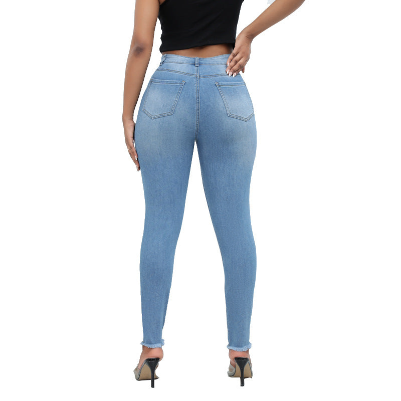 Autumn High Quality Ripped Women's High Waist Denim Pants 8