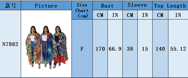Plus Size Women's Fashion Printed Chiffon Cape Shirt 9
