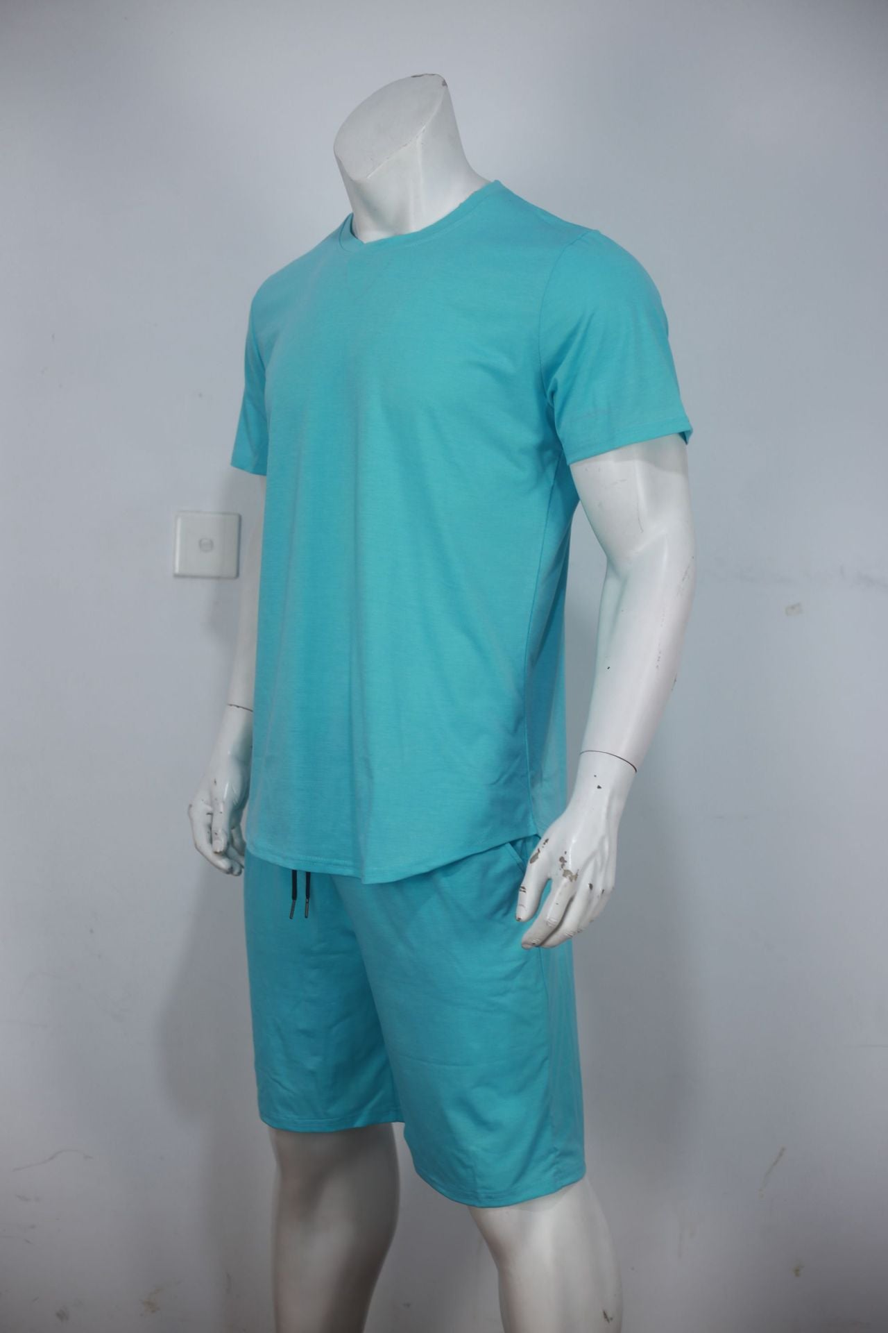 Summer Men'S Solid Color Short-Sleeved T-Shirt Shorts Sports Two Piece Suit 39