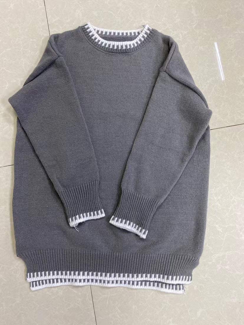 Autumn Winter Fashion Solid Color Sweater Pants Casual Loose Two-Piece Set 14