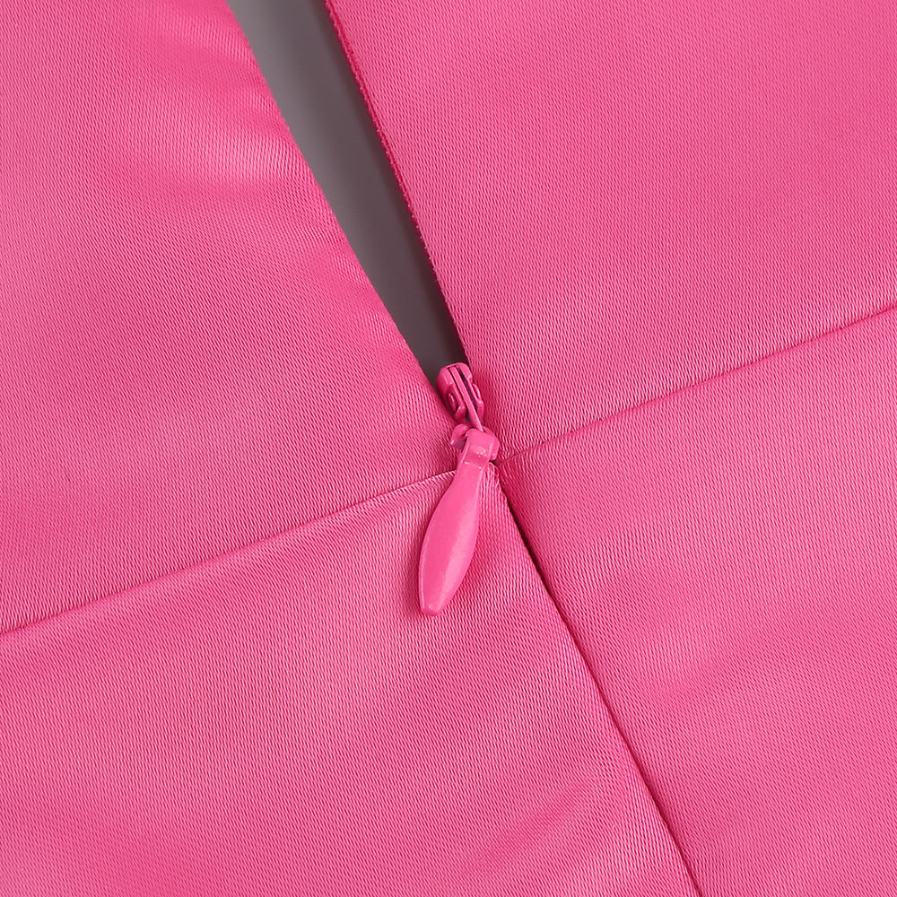 Summer Flower Sexy Strapless Halter Low Back Slit Long Party Dress 25