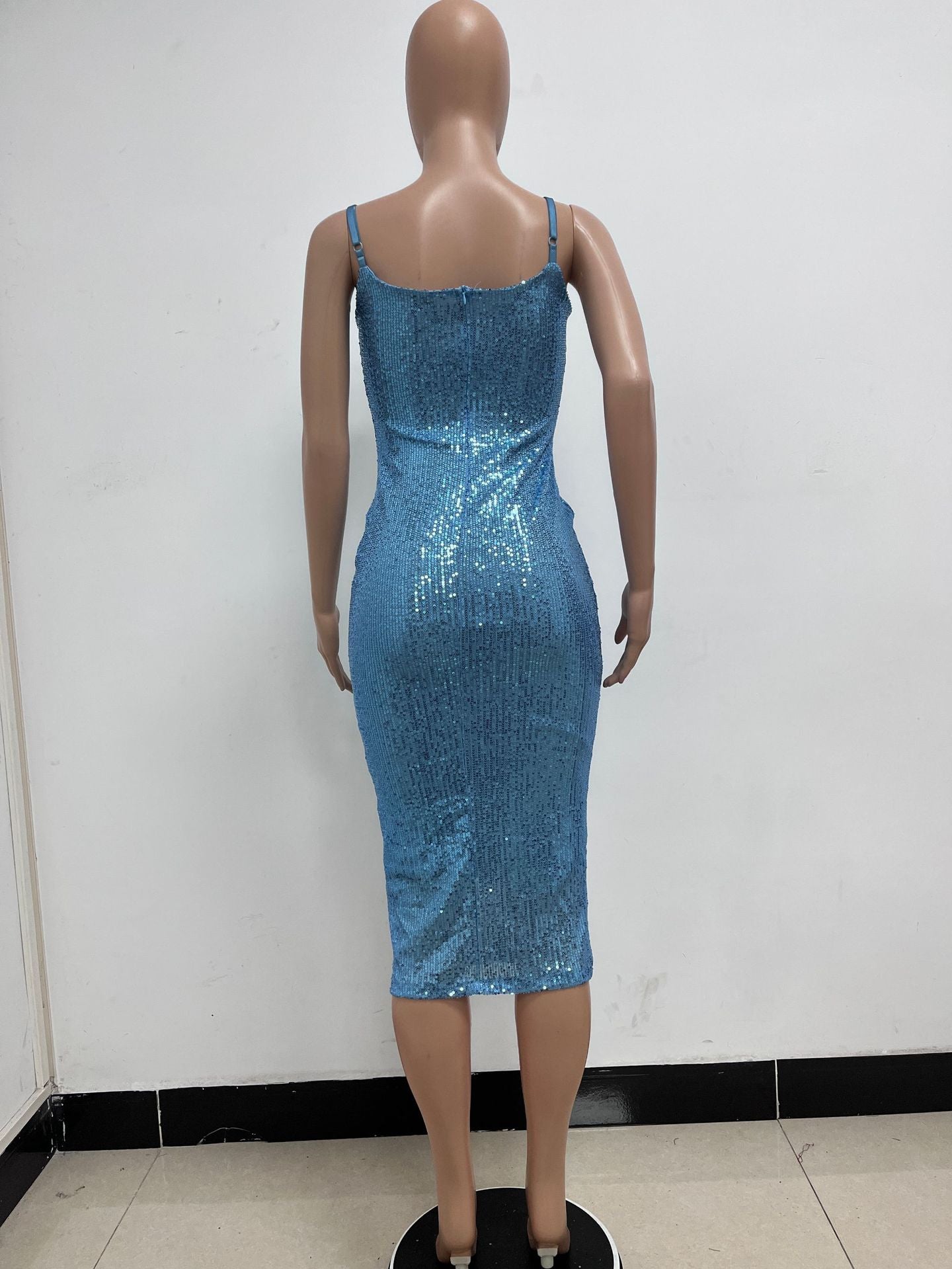 Summer Women's Sleeveless Low Back Straps Sequin Party Dress 89