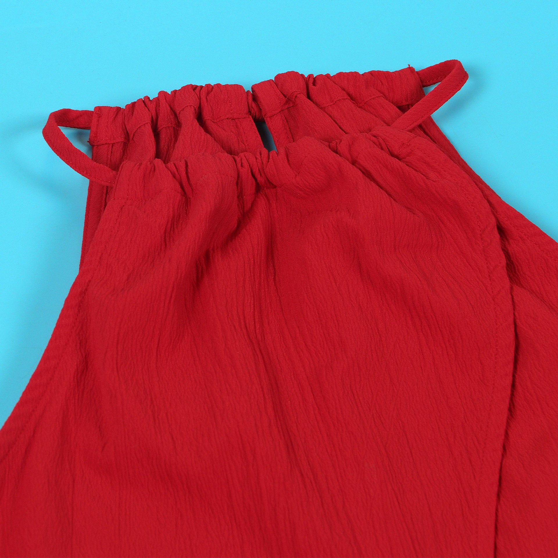 Women sexy solid slit halter neck lace-up sleeveless top and shorts two-piece set 21