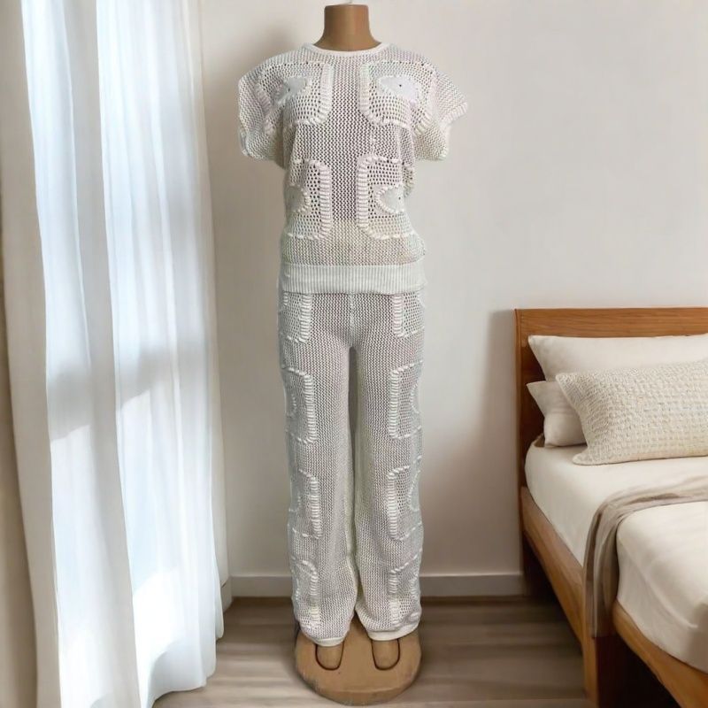 Solid Color Short-Sleeved Shirt And Trousers Two Piece Pants Set