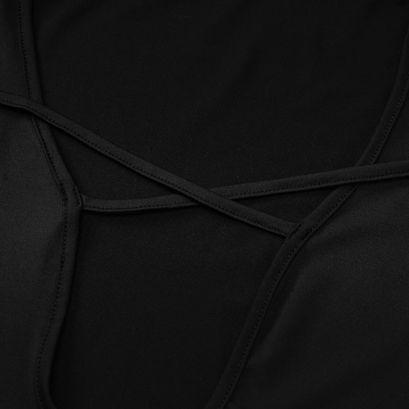 Women autumn and winter hollow mesh long-sleeved v-neck strappy dress 23