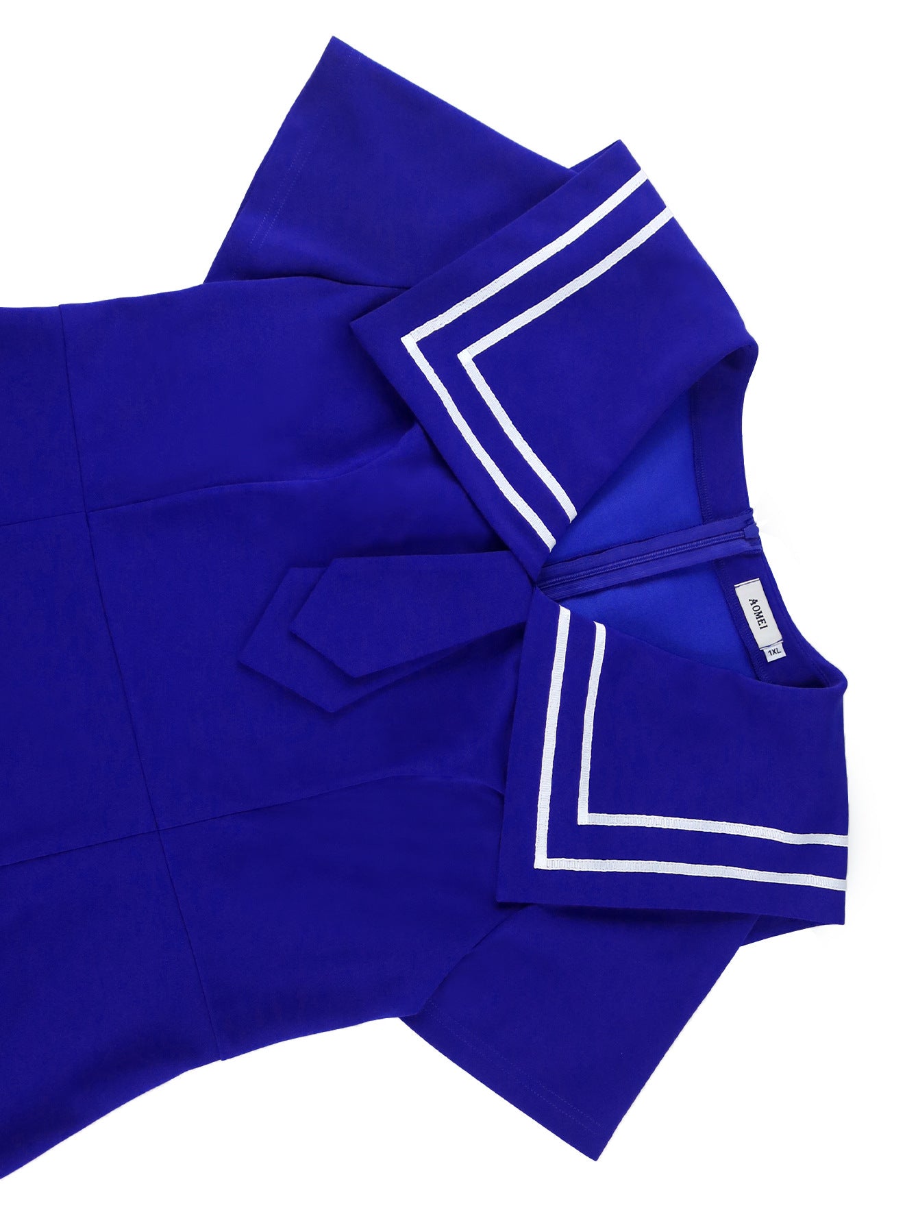 Plus-Size Turndown Collar Short Sleeve Chic Elegant Formal Party Dress 14