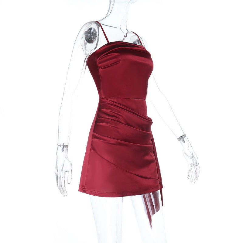 Solid Color Strap Mini Party Dress Cocktail Dress 11