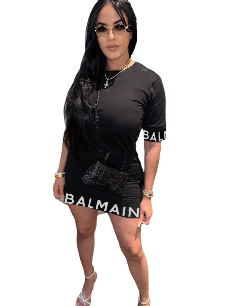 Women Printed Short Sleeve Bodycon Dress 6