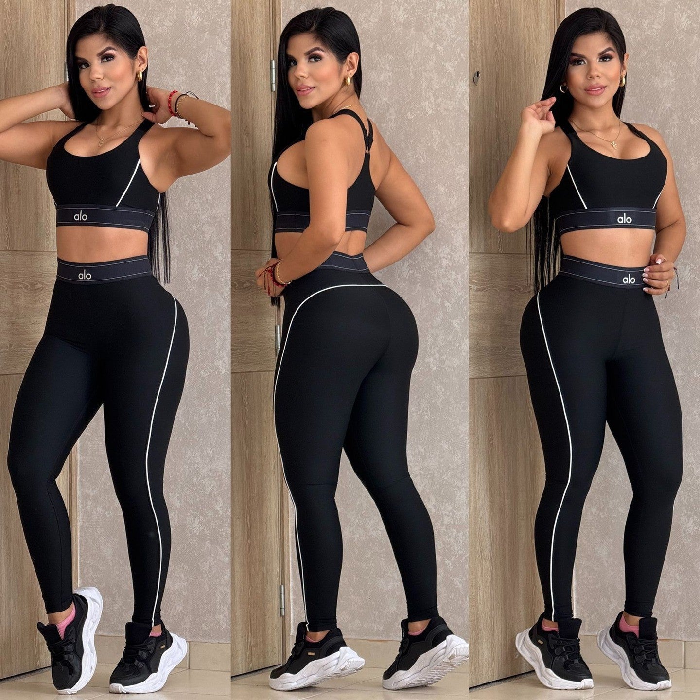 Solid Color Yoga Set Sports Bra High Waist Slim Fitness Leggings Set
