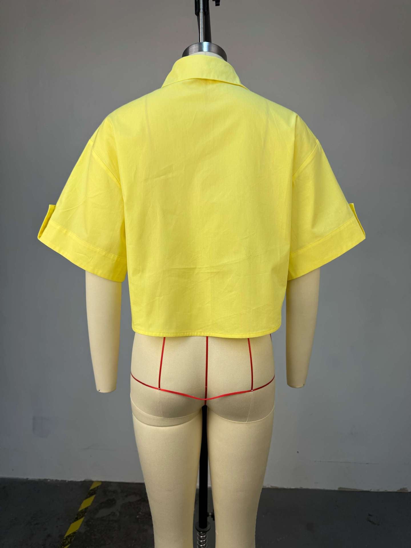 Women's Autumn Turndown Collar Loose Fashion Short Sleeve Shirt Top 9