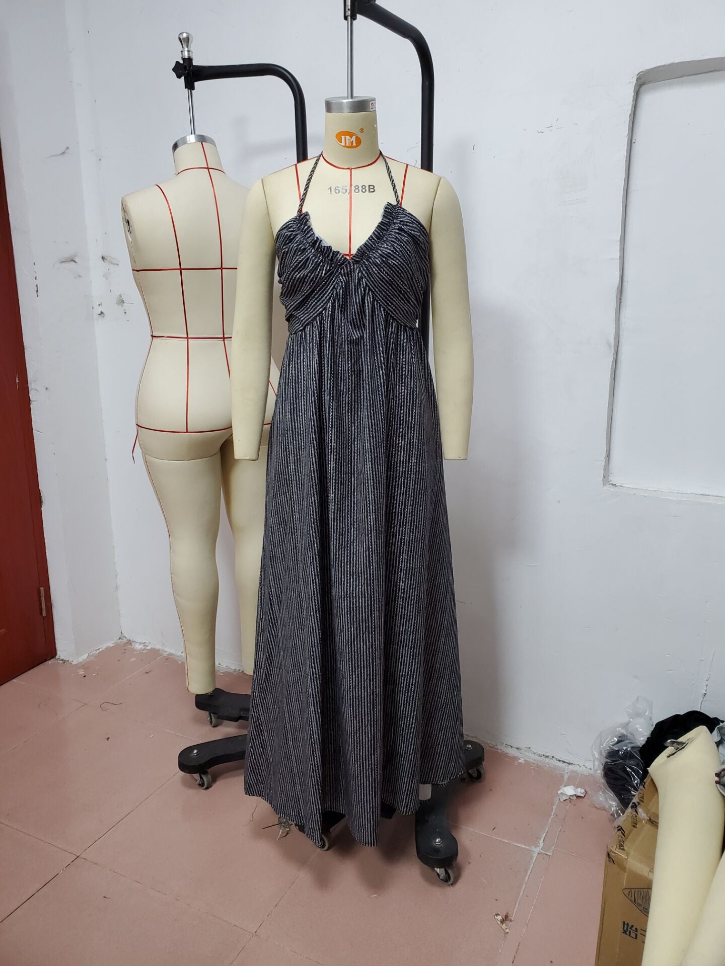 Women'S Halter Pocket Maxi Dress Wrap Chest Lace-Up Sexy Beach Holidays Dress 12