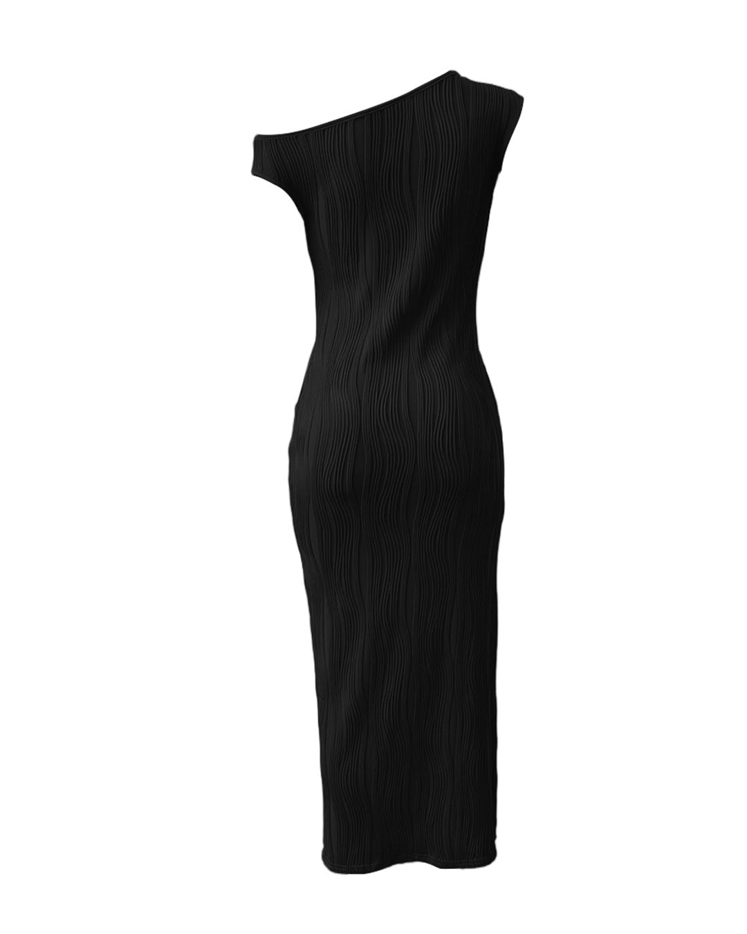 Fashion Ripple Slash Shoulder Slim Long Dress 11